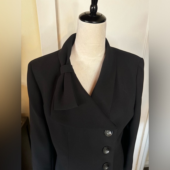 Vintage 90’s Le Suit Bow Detail Blazer Suit Jacket Formal Event Office noir - Picture 4 of 11